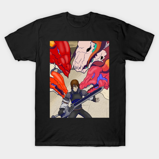 Dragon with Silent Protagonist T-Shirt by Adastumae